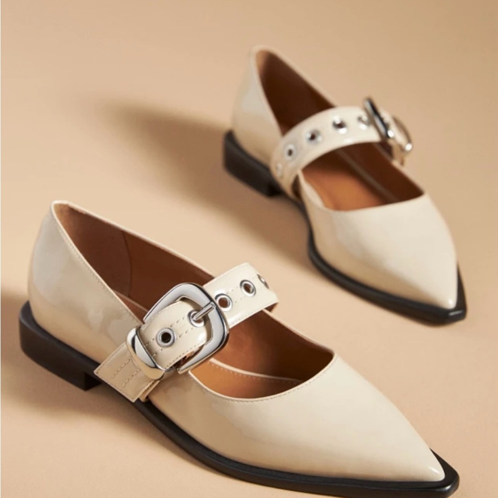 MAEVE POINTED-TOE MOTO MARY JANE FLATS